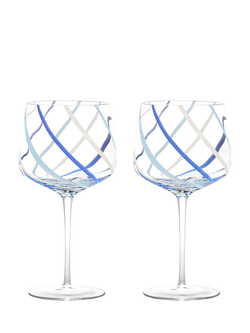 Anton Studio Designs Rio Striped Gin Glass, Set of 2, 700ml, Azure, Azure
