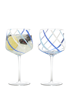 Anton Studio Designs Rio Striped Gin Glass, Set of 2, 700ml, Azure - view 2, Azure