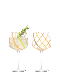 Anton Studio Designs Rio Striped Gin Glass, Set of 2, 700ml, Citrus - view 2, Citrus