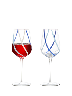 Anton Studio Designs Rio Striped Wine Glass, Set of 2, 450ml, Azure - view 2, Azure