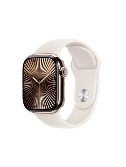 Apple Watch Series 10 GPS + Cellular, 42mm, Titanium Case, Sport Band, Starlight