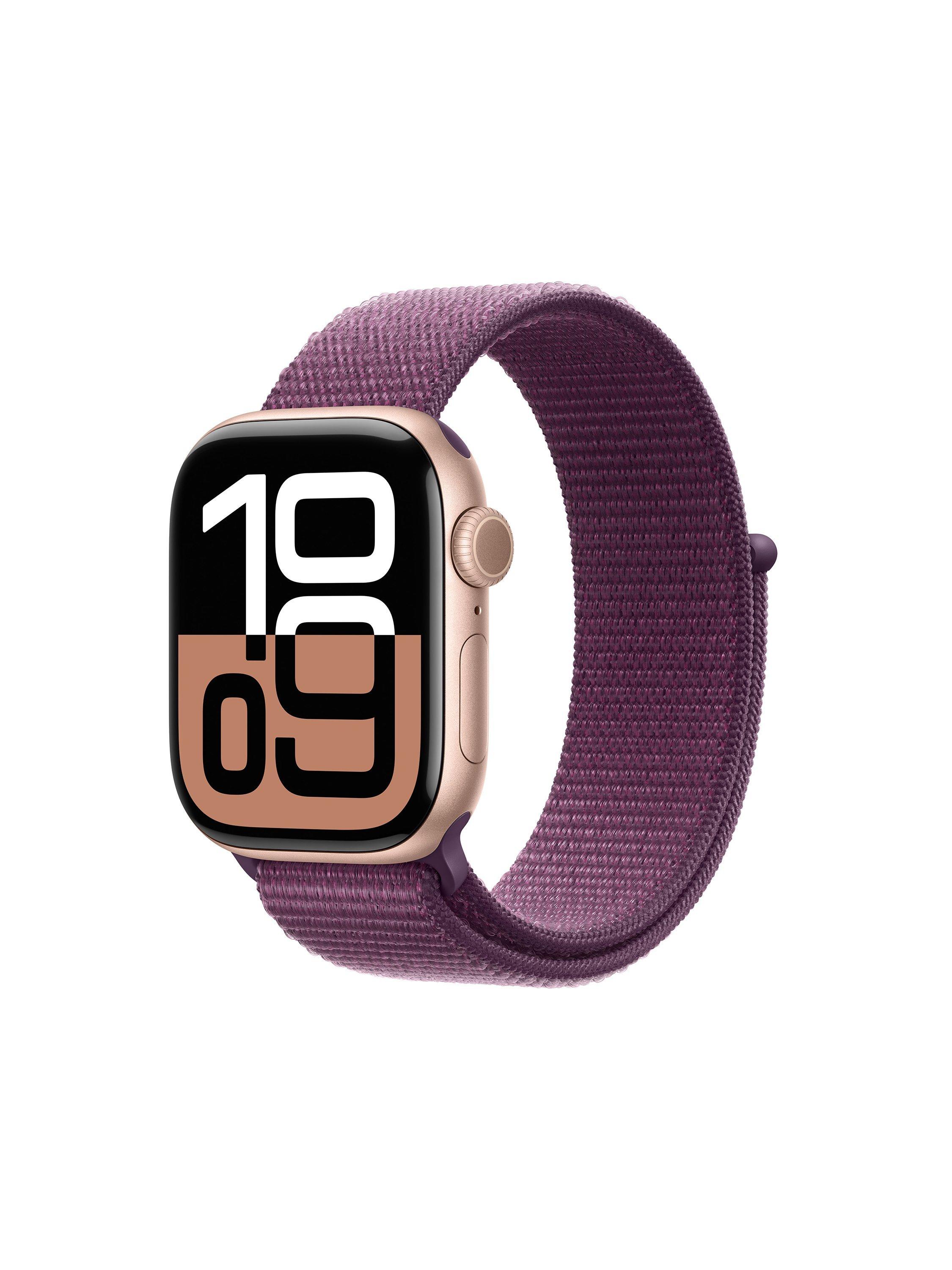 Apple Watch Series 10 GPS Cellular 42mm Aluminium Case Sport Loop One Size Rose Gold Plum