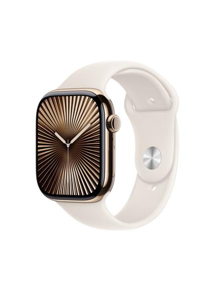 Apple Watch Series 10 GPS + Cellular, 46mm, Titanium Case, Sport Band, Starlight