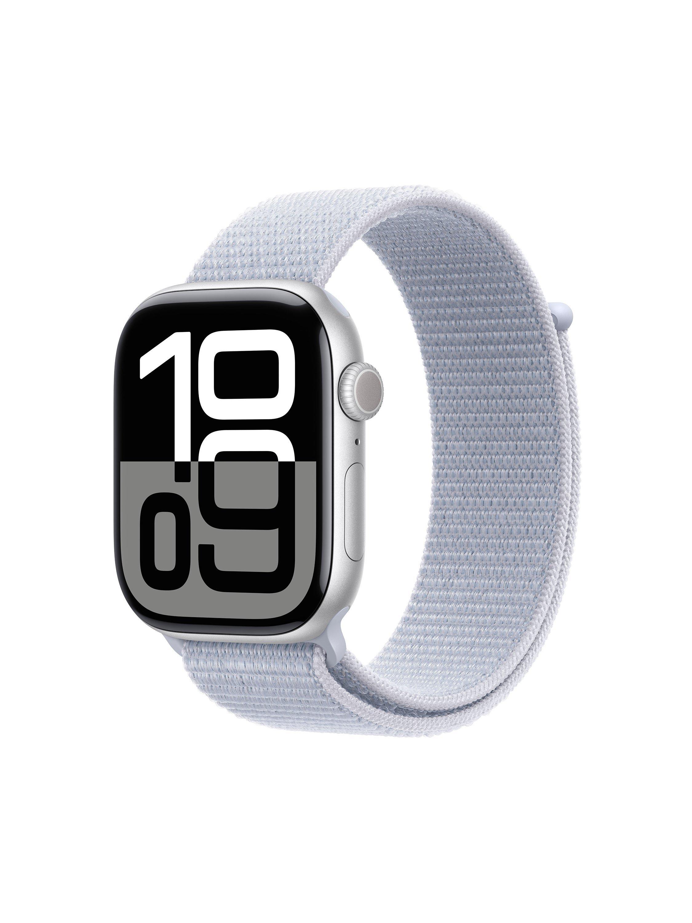 Apple Watch Series 10 GPS Cellular 46mm Aluminium Case Sport Loop One Size Silver Blue Cloud