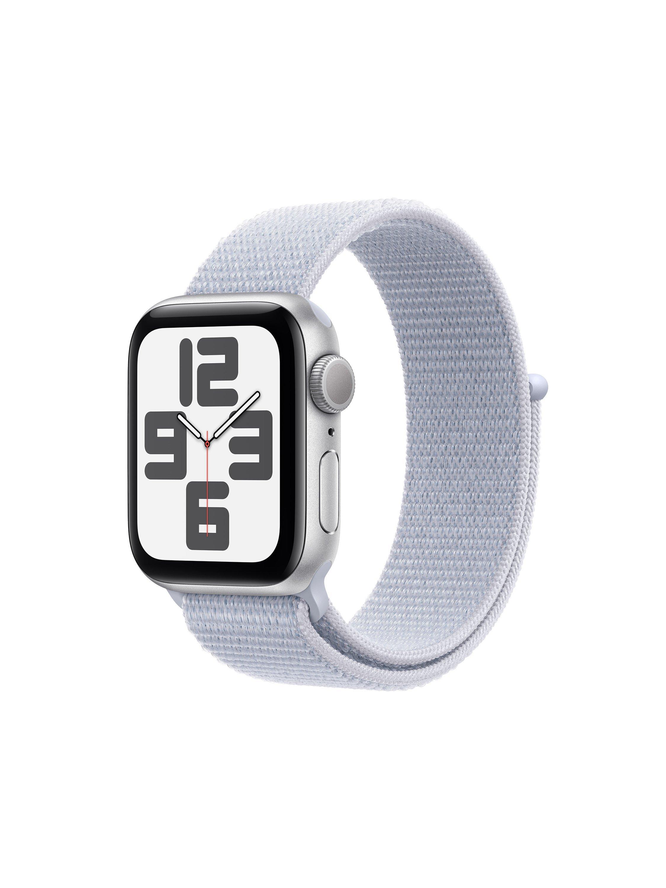 Apple Watch SE GPS, 40mm, Sport Loop, One Size, Silver/Blue Cloud