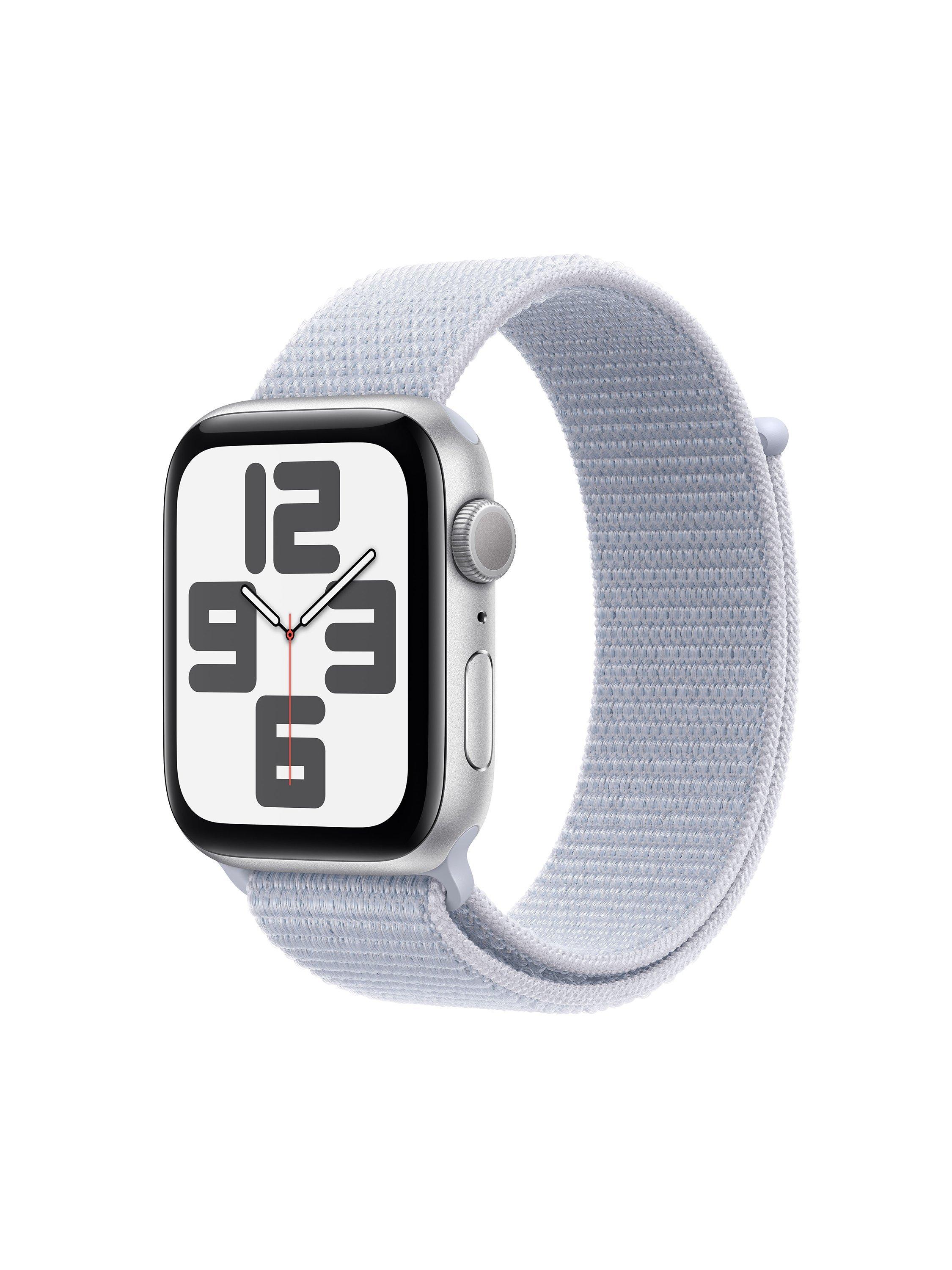 Apple Watch SE GPS, 44mm, Sport Loop, One Size, Silver/Blue Cloud