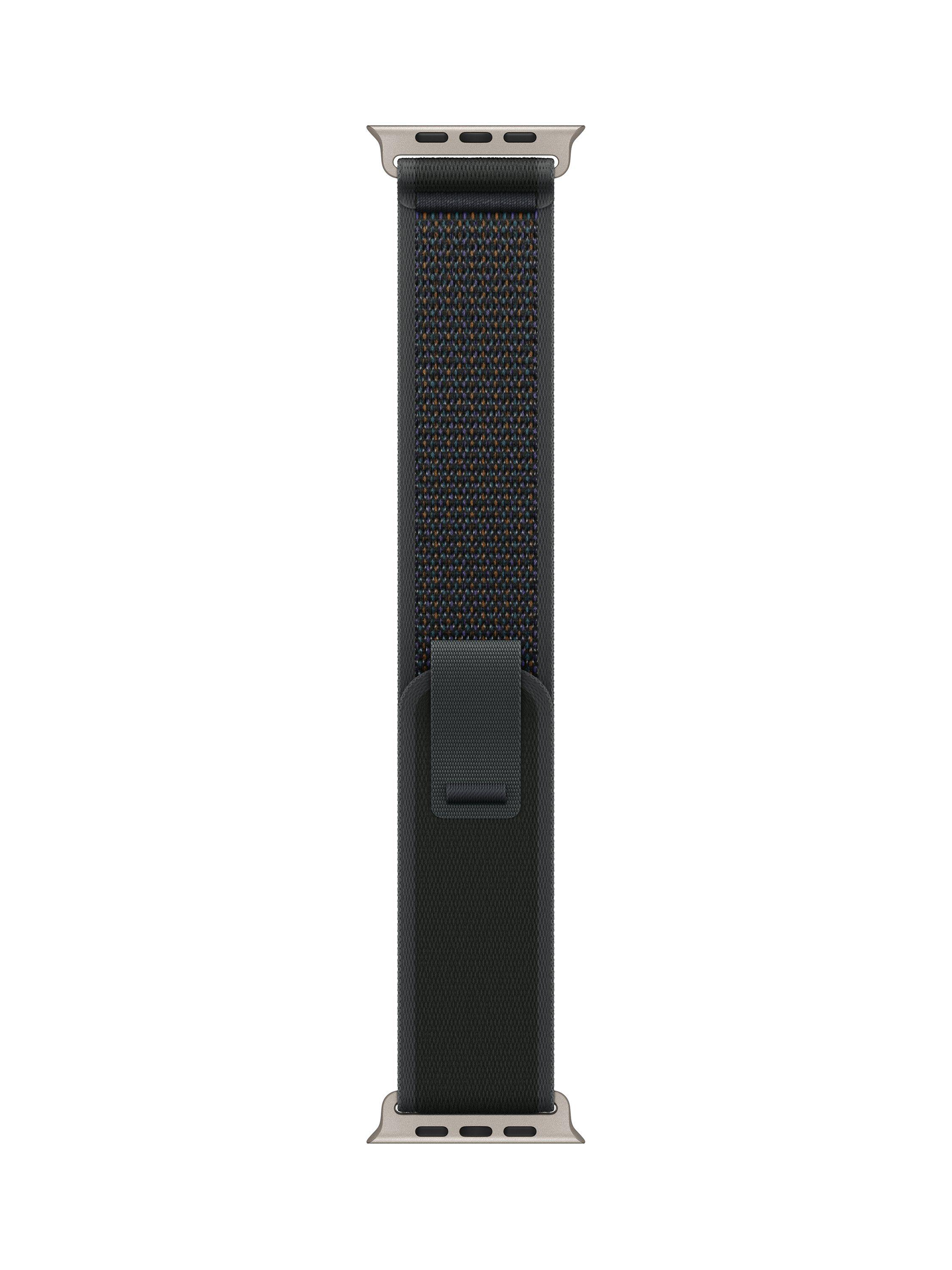 Apple Watch 49mm Black Trail Loop, Medium-Large, Natural Titanium Finish