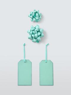 John Lewis Bow & Tag Set, Aqua Blue/Green