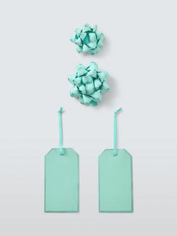 John Lewis Bow & Tag Set, Aqua Blue/Green, Aqua Blue/Green