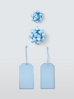 John Lewis Bow & Tag Set, Light Blue, Light Blue