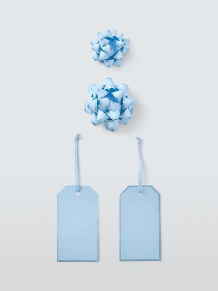 John Lewis Bow & Tag Set, Light Blue, Light Blue