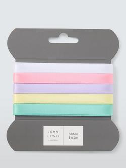 John Lewis Pastel Gift Ribbons, 2m, Set of 5, Multi