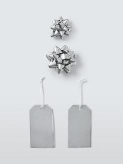 John Lewis Bow & Tag Set, Silver, Silver
