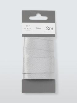John Lewis Wide Gift Ribbon, Silver, 2m, Silver