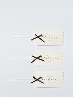 John Lewis Monochrome Ribbon Gift Tags, Pack of 3, White/Black - view 2, White/Black