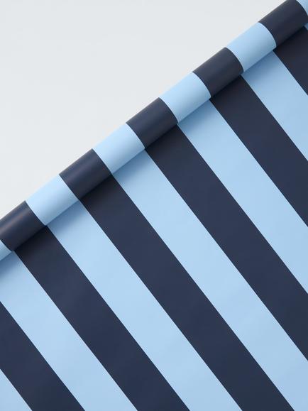 John Lewis Wide Stripe Wrapping Paper, 3m, Mid Blue, Mid Blue