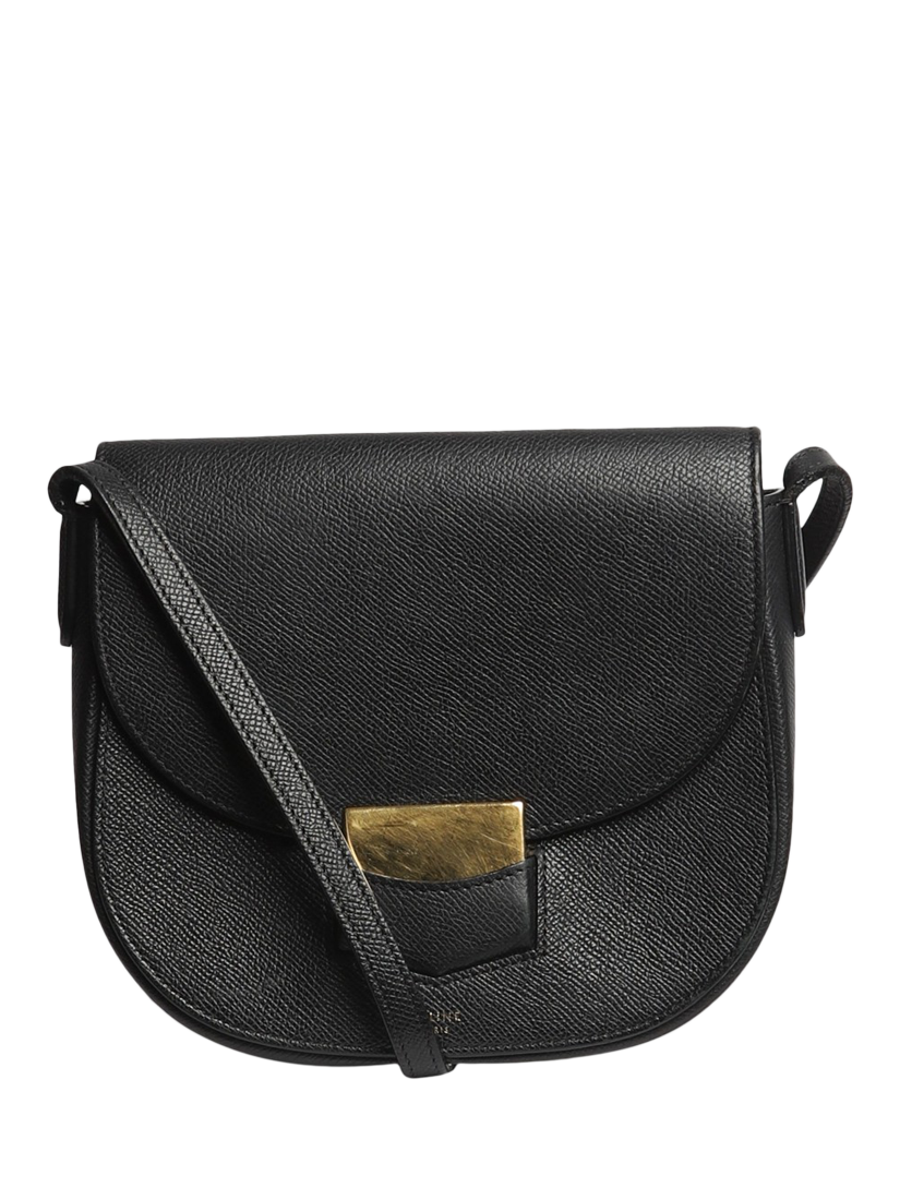 Pre-loved CELINE Trotteur Leather Small Shoulder Bag, Black