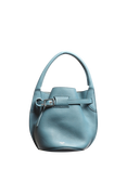 Pre-loved CELINE Leather Buckled Bucket Top Handle Grab Bag, Blue