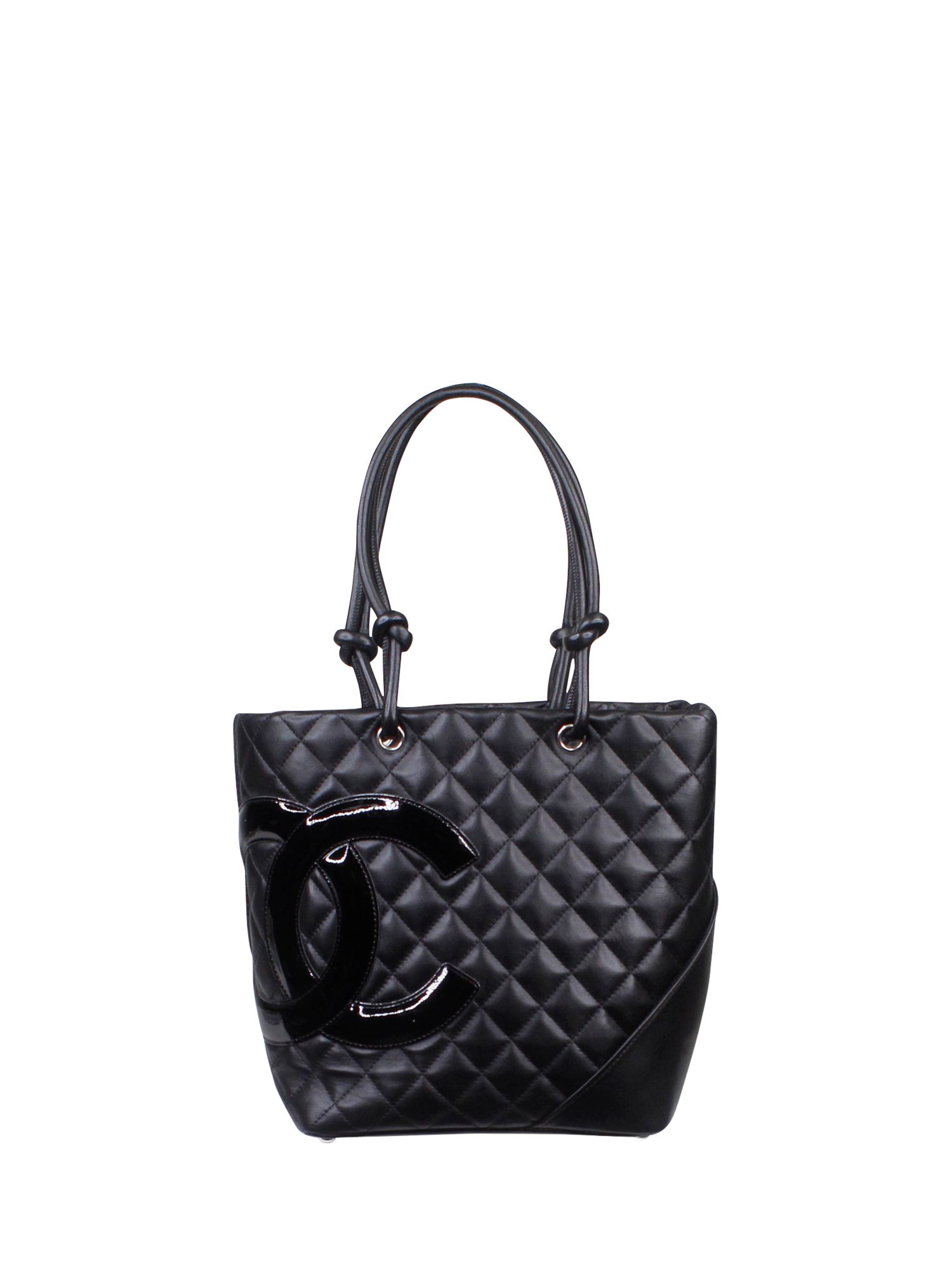 Pre-loved CHANEL 2005-2006 Lambskin Quilted Cambon Ligne Tote Bag, Black