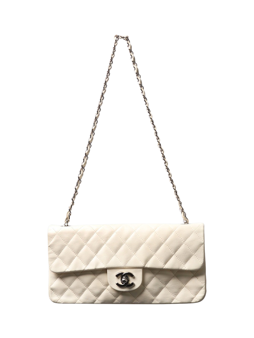 Product image 4 of 10, which shows Pre-loved CHANEL 2004 Vintage Lambskin Classic Single Flap Shoulder Bag, White