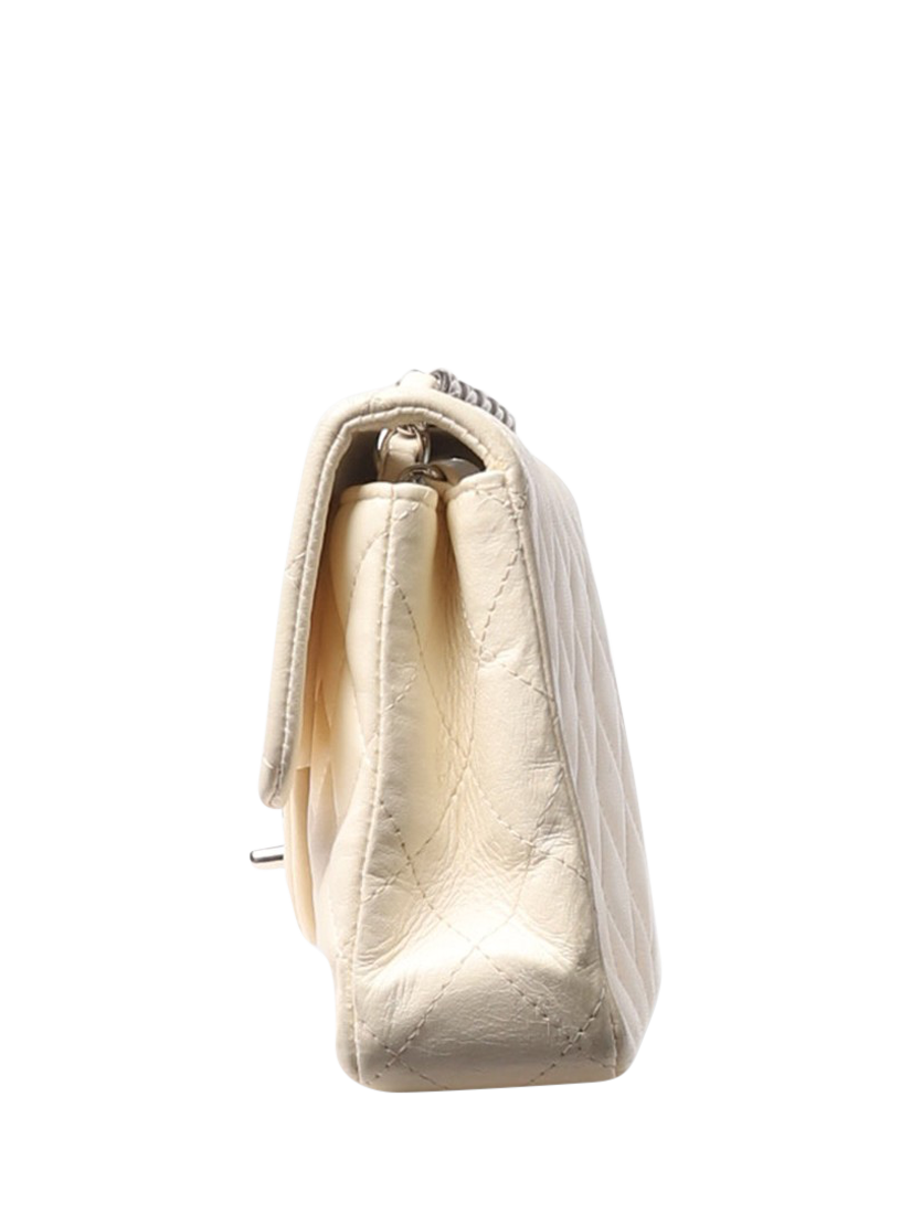Product image 6 of 10, which shows Pre-loved CHANEL 2004 Vintage Lambskin Classic Single Flap Shoulder Bag, White