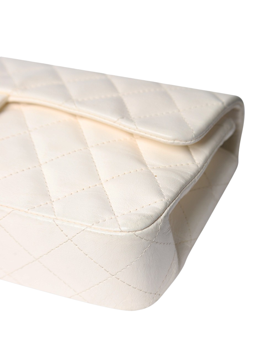 Product image 8 of 10, which shows Pre-loved CHANEL 2004 Vintage Lambskin Classic Single Flap Shoulder Bag, White