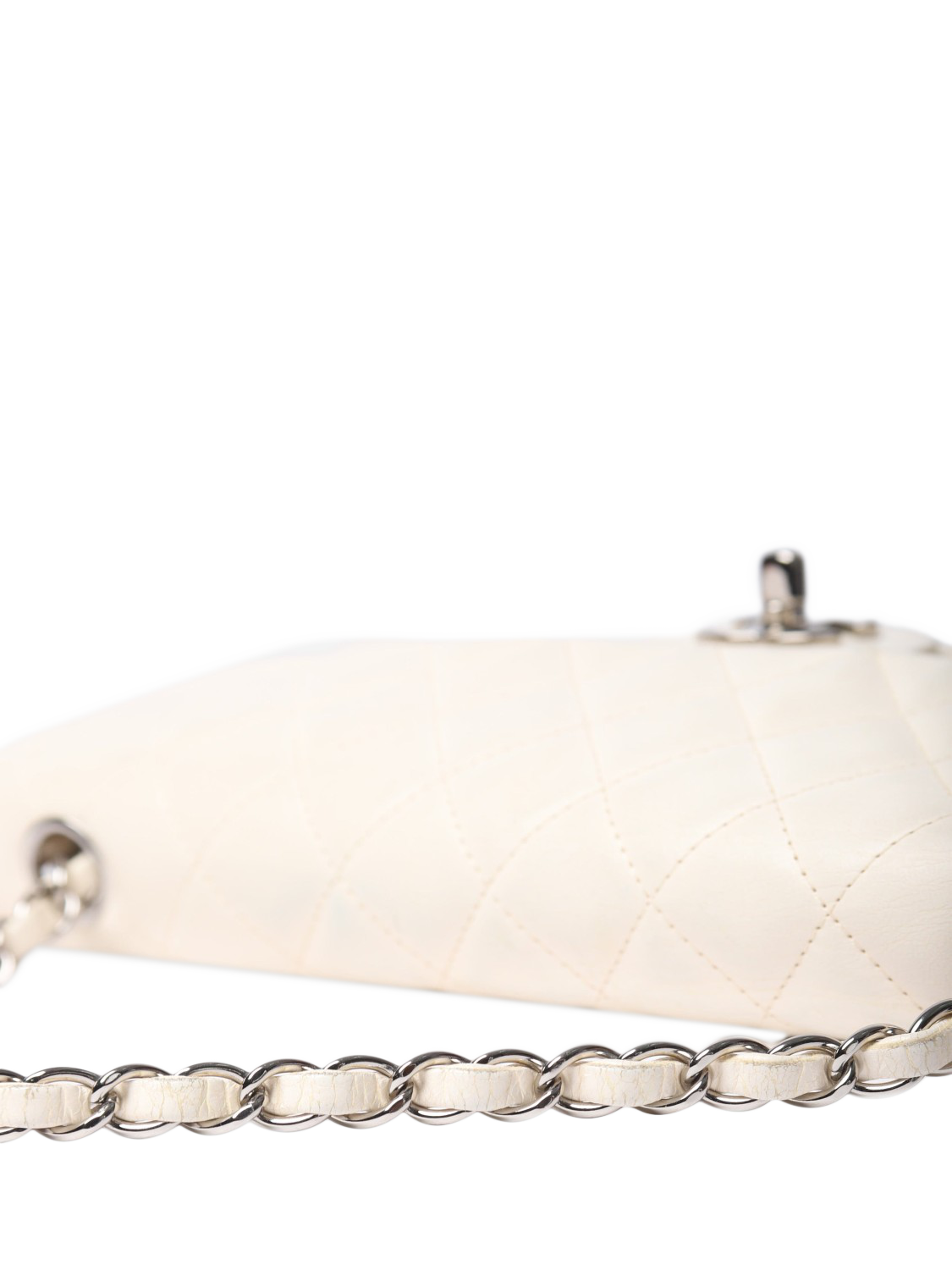 Product image 10 of 10, which shows Pre-loved CHANEL 2004 Vintage Lambskin Classic Single Flap Shoulder Bag, White
