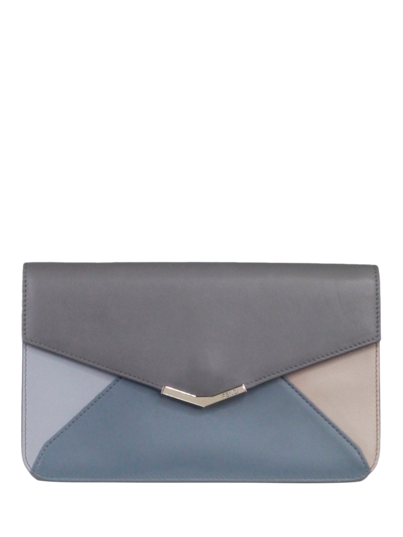 Pre-loved Fendi Leather Clutch Wallet Bag, Blue/Multi