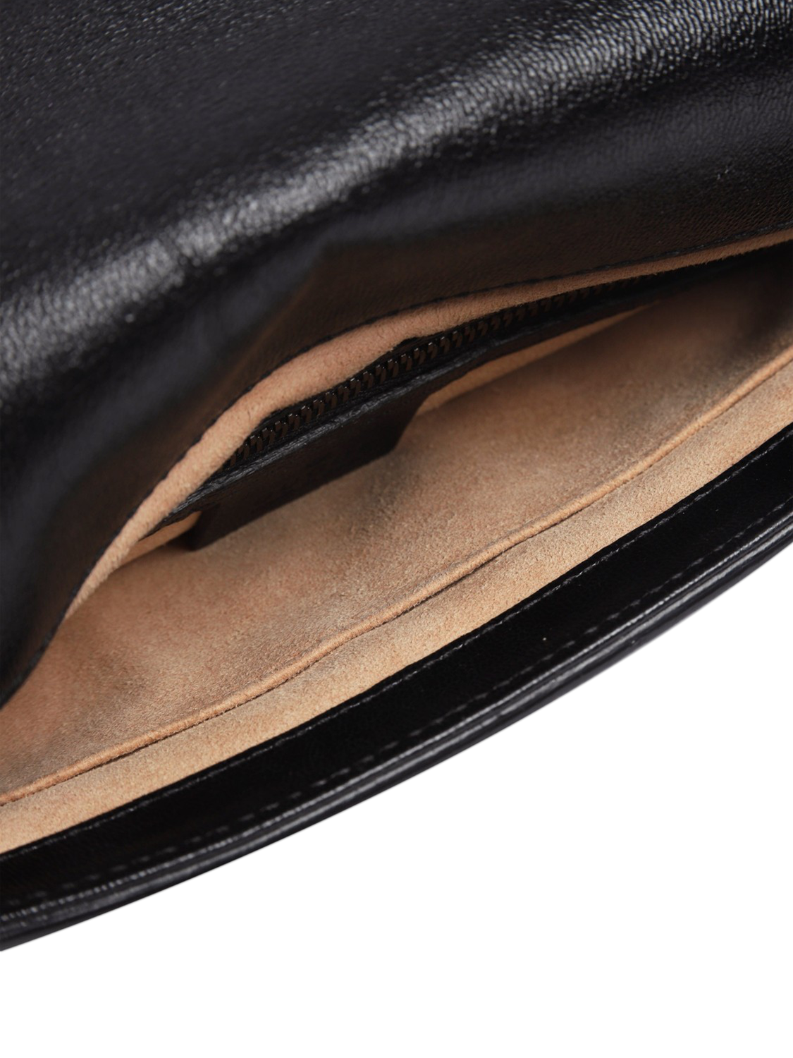 Product image 6 of 9, which shows Pre-loved GUCCI GG Logo Leather Small Cross Body Messenger Bag, Black