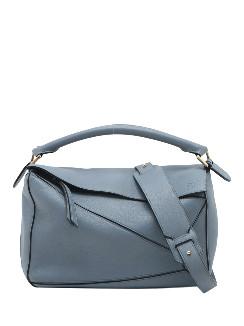 Pre-loved LOEWE Medium Puzzle Leather Cross Body Bag, Blue