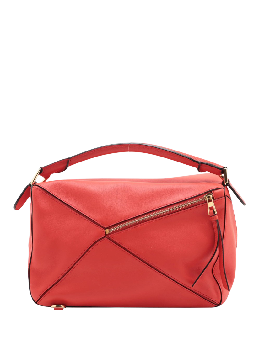 Product image 2 of 10, which shows Pre-loved LOEWE Medium Puzzle Leather Cross Body Bag, Red