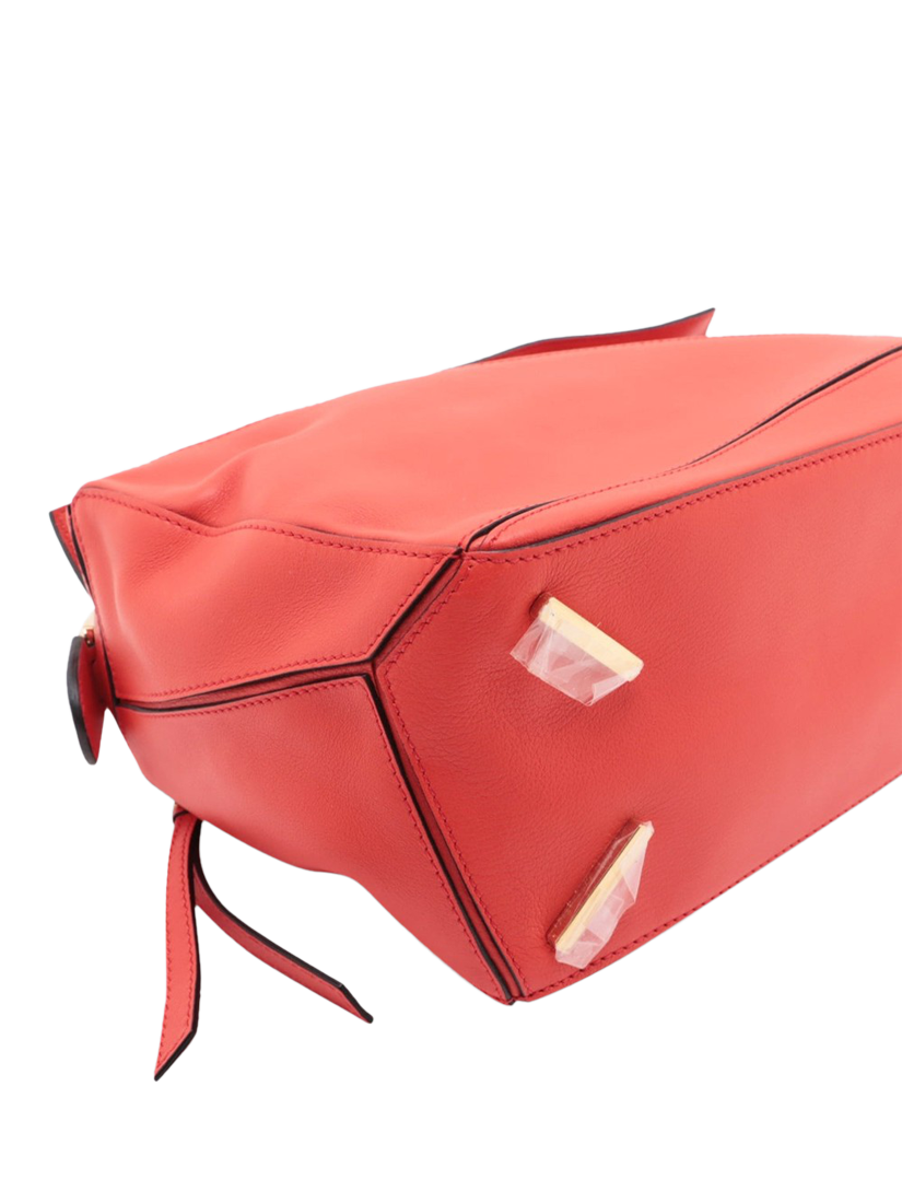 Product image 4 of 10, which shows Pre-loved LOEWE Medium Puzzle Leather Cross Body Bag, Red