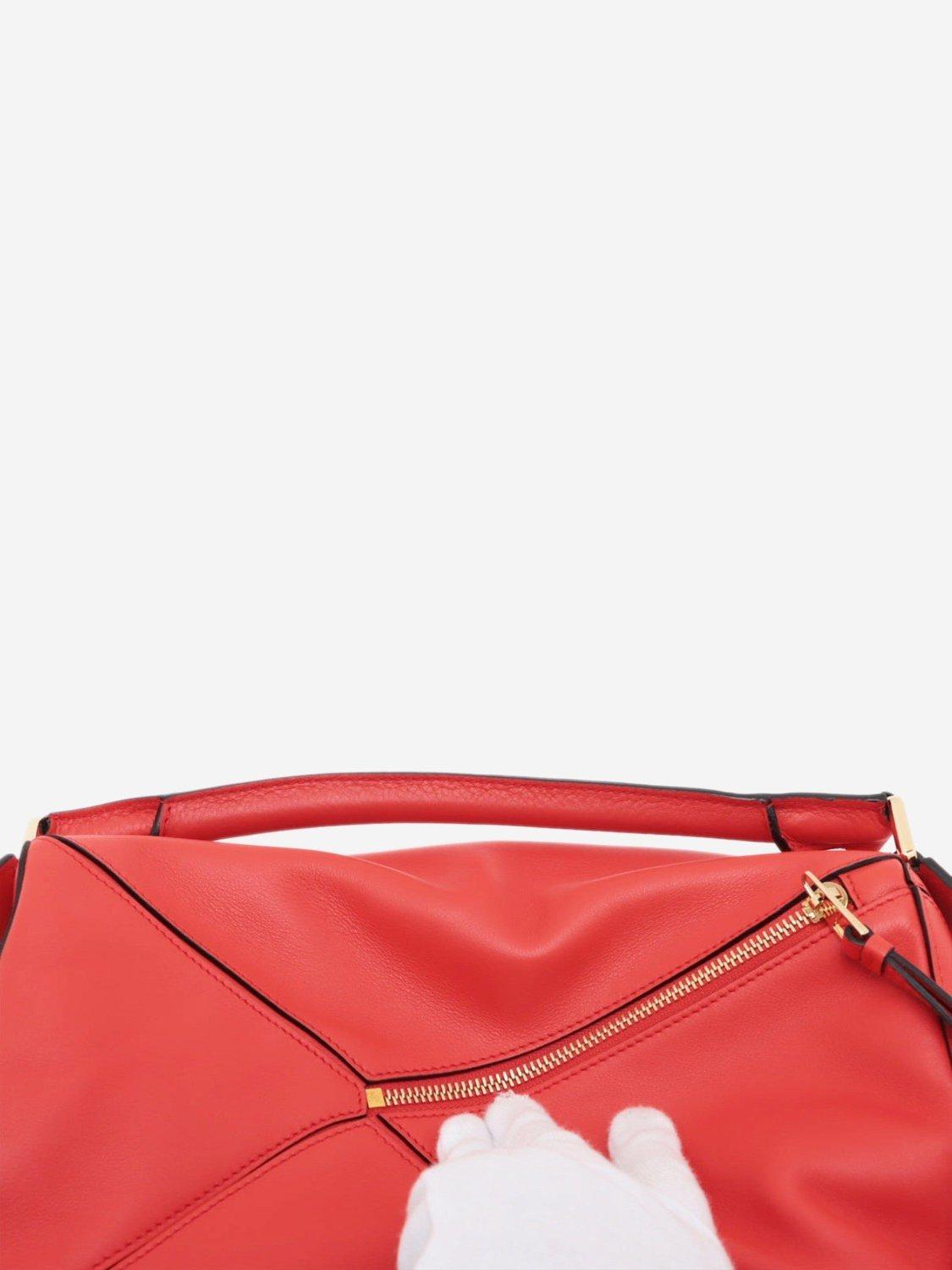 Product image 6 of 10, which shows Pre-loved LOEWE Medium Puzzle Leather Cross Body Bag, Red