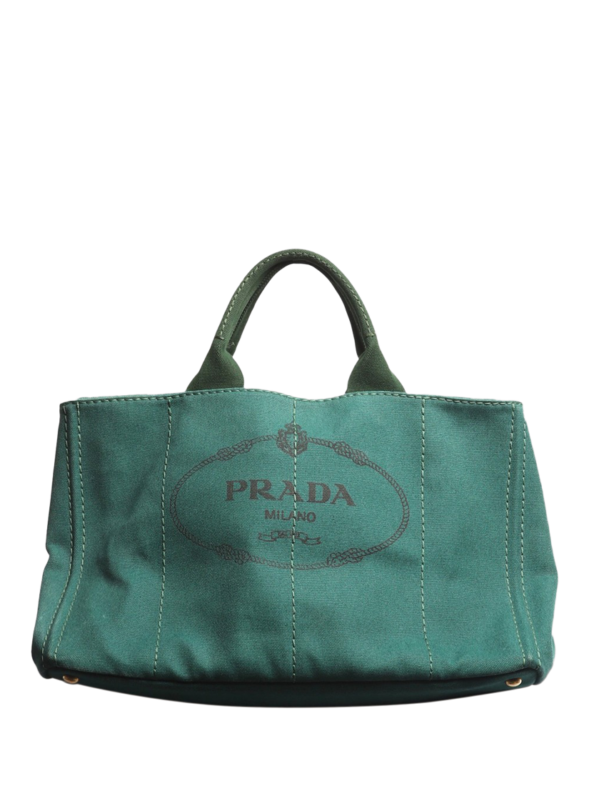 Pre loved Prada Canvas Tote Bag Dark Green