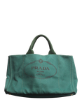 Pre-loved Prada Canvas Tote Bag, Dark Green