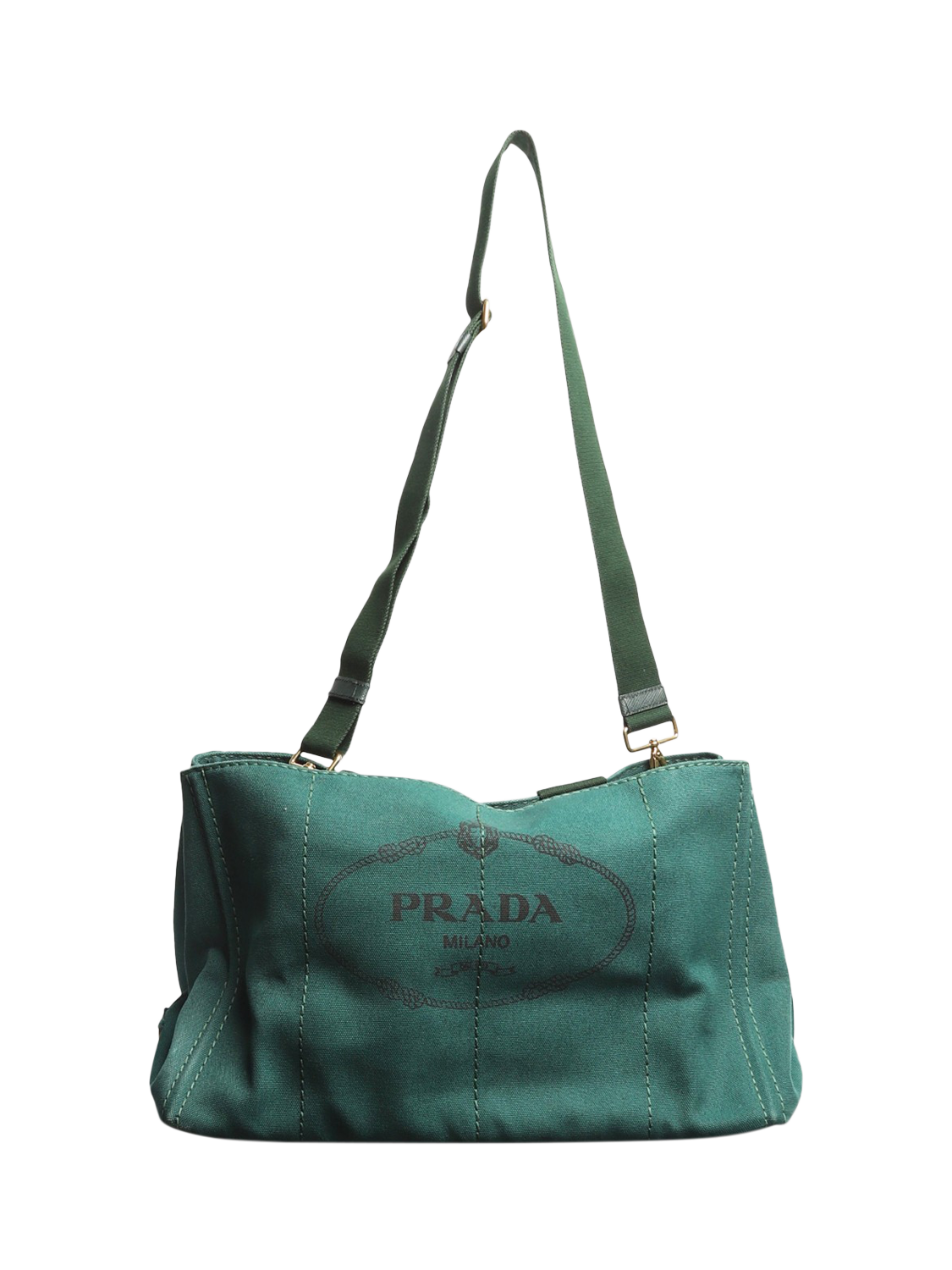 Pre loved Prada Canvas Tote Bag Dark Green