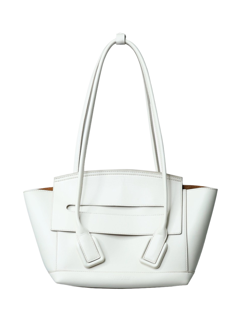 Pre-loved Bottega Veneta Arco Leather Top Handle Bag, White