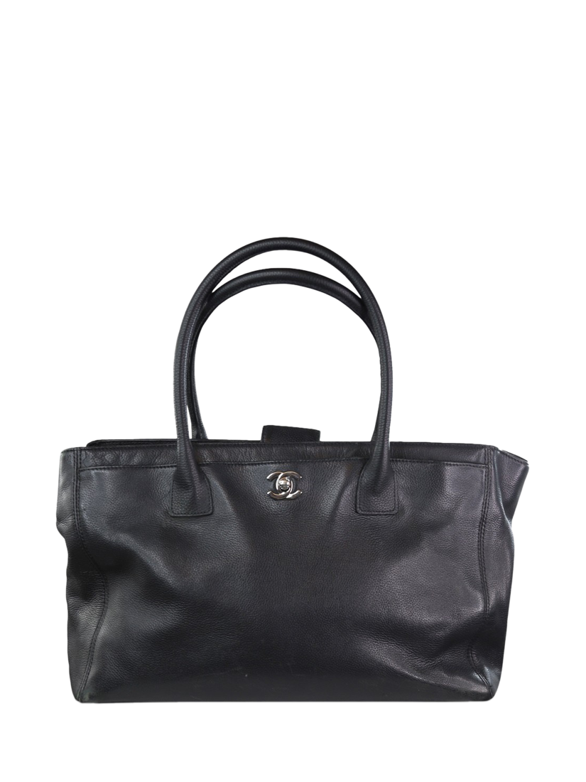 Pre-loved CHANEL 2008-2009 CC Lock Leather Tote Bag, Black