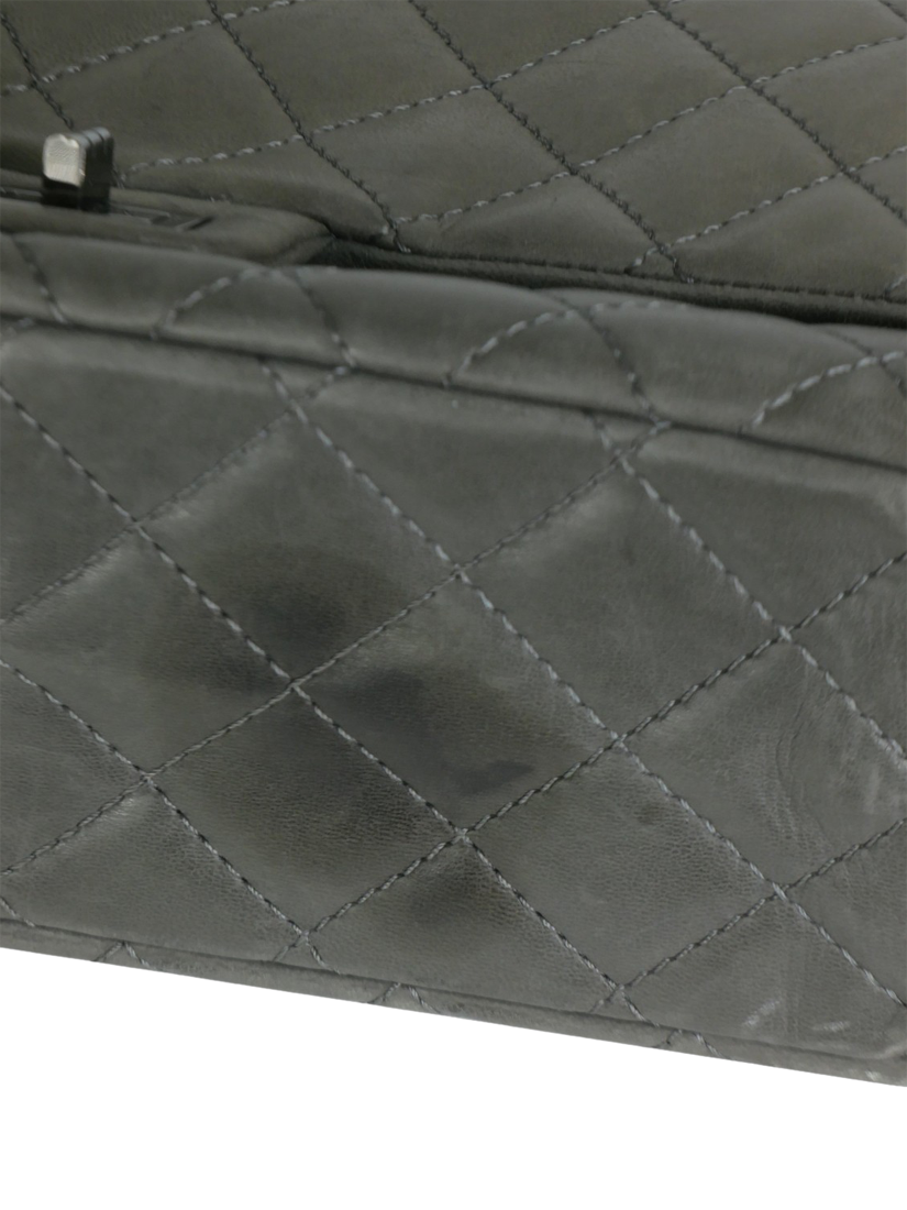 Product image 4 of 5, which shows Pre-loved CHANEL 2009 Diamond-Quilted Patent Leather Large 2.55 Shoulder Bag, Grey