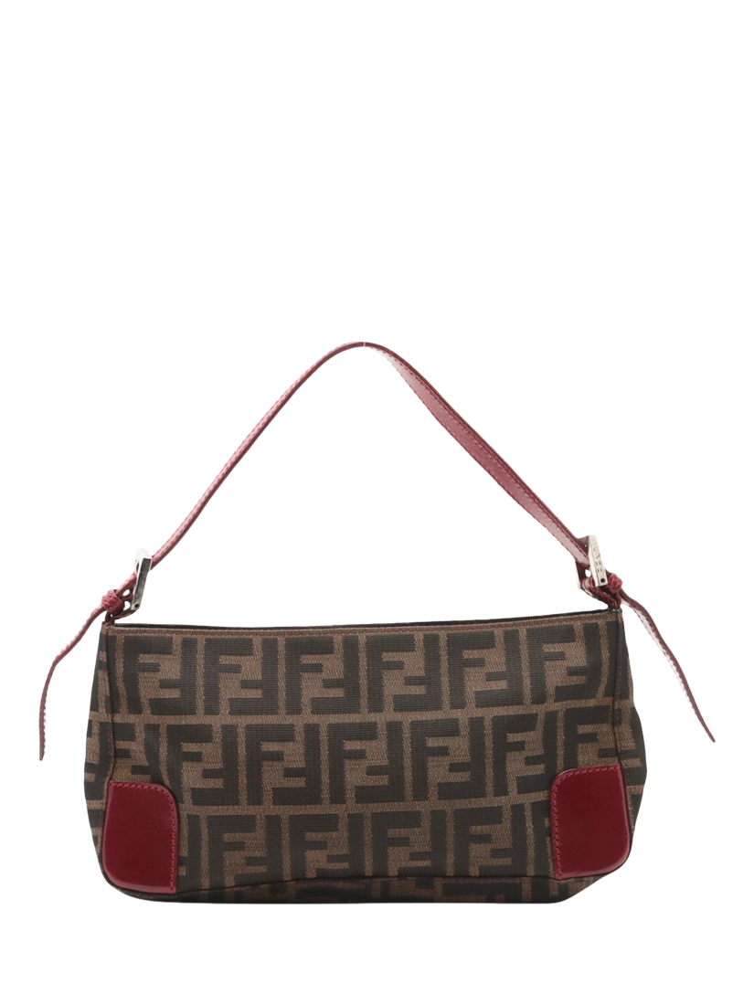Pre-loved Fendi Zucca Canvas and Leather Shoulder Bag, Brown