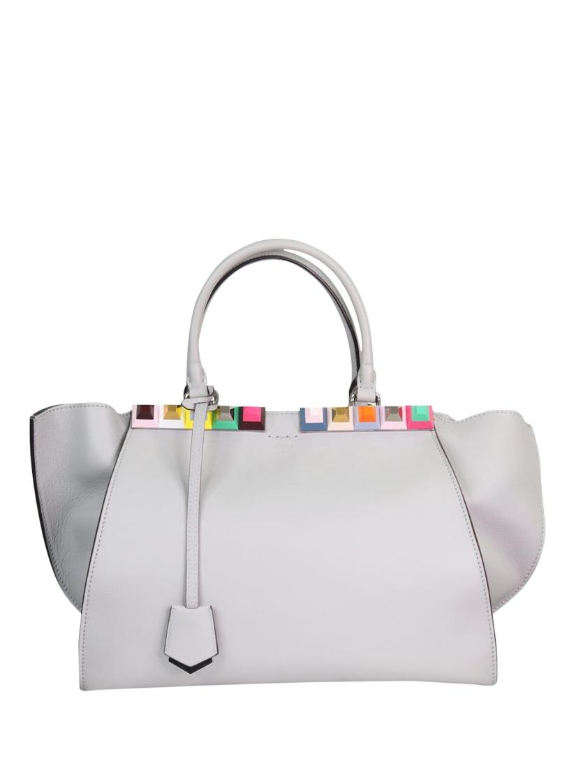 Product image 1 of 6, which shows Pre-loved Fendi Leather Studded 3Jours Tote Bag, Grey
