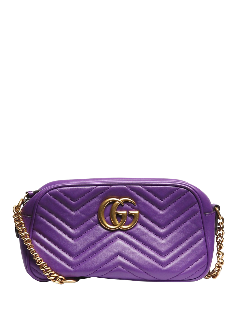 Pre loved GUCCI Marmont GG Leather Quilted Shoulder Bag Purple