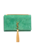 Pre-loved SAINT LAURENT Medium Kate Suede Tassel Shoulder Bag, Green