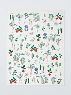 John Lewis X Deliciously Ella Print Terry Cloth Tea Towel, Green