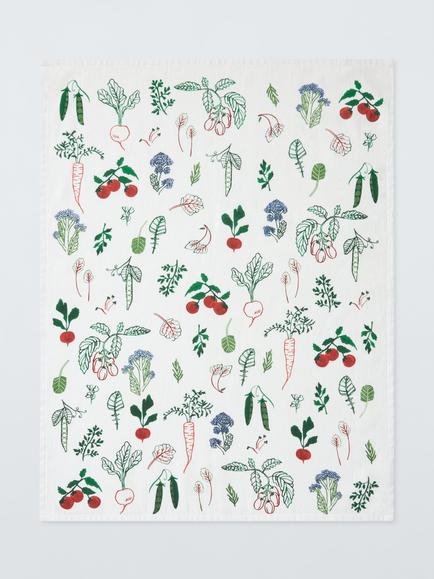 John Lewis X Deliciously Ella Print Terry Cloth Tea Towel, Green