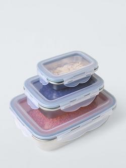 John Lewis X Deliciously Ella Stainless Steel Food Storage Containers & Lids, Set of 3 - view 2, Silver