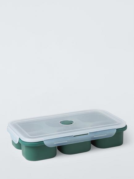 John Lewis X Deliciously Ella Silicone Small Food Storage Cube Tray & Lid, 6 x 125ml, Green