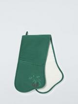 John Lewis X Deliciously Ella Embroidered Cotton Double Oven Glove, Green