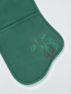 John Lewis X Deliciously Ella Embroidered Cotton Double Oven Glove, Green - view 2, Green
