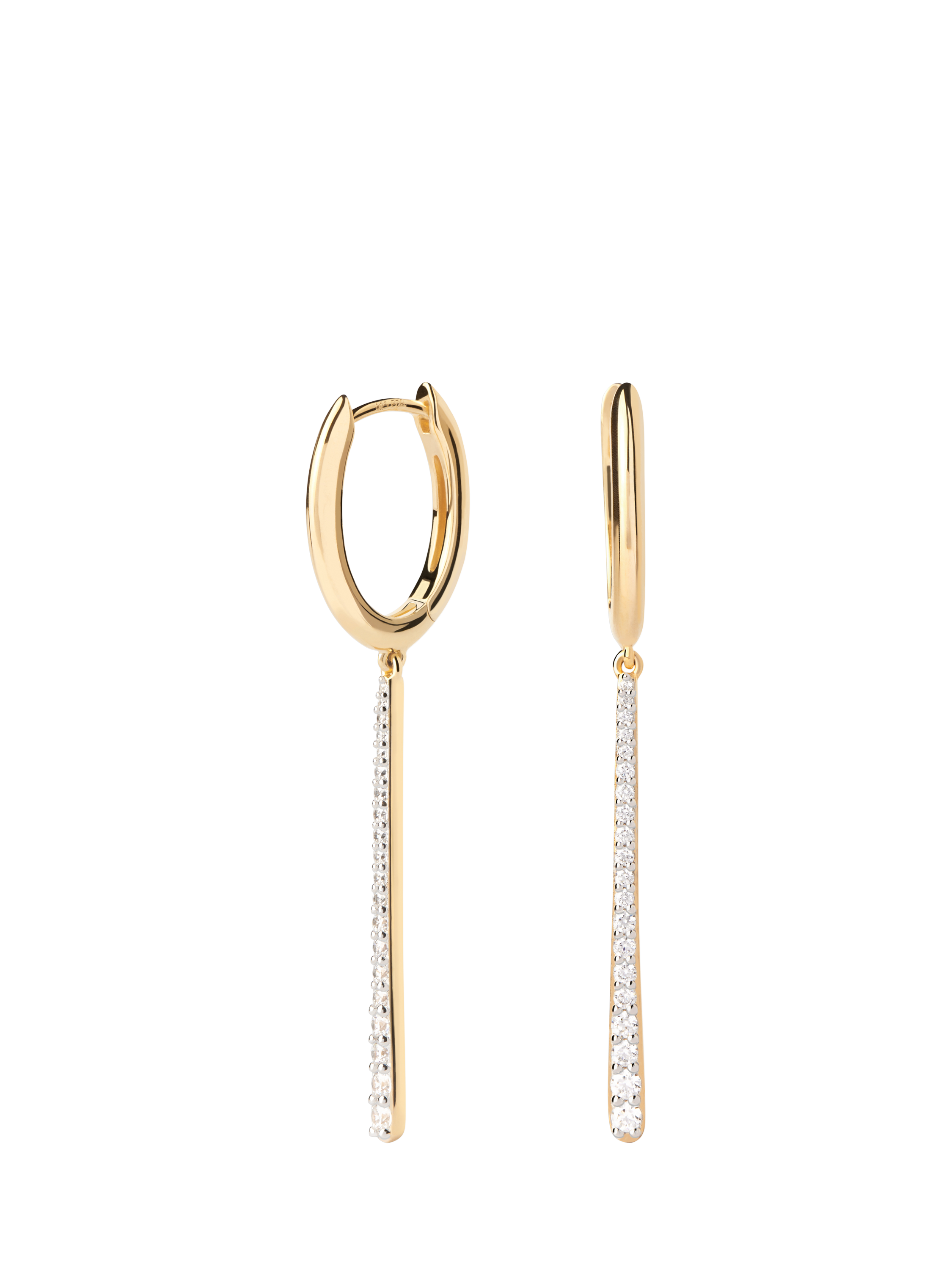 Product image 1 of 3, which shows PDPAOLA Oval Long Zirconia Drop Earrings, Yellow Gold